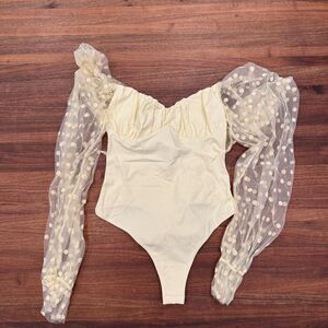Free-people Women's Cream and White Bodysuit